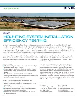 PV mounting system installation efficiency testing