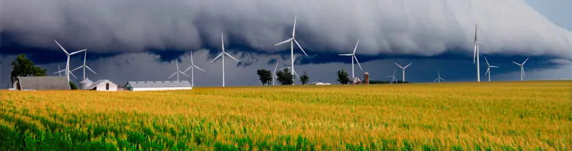 Climate change - windturbines and clouds