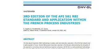 3rd edition of the API RP 581 RBI standard and application